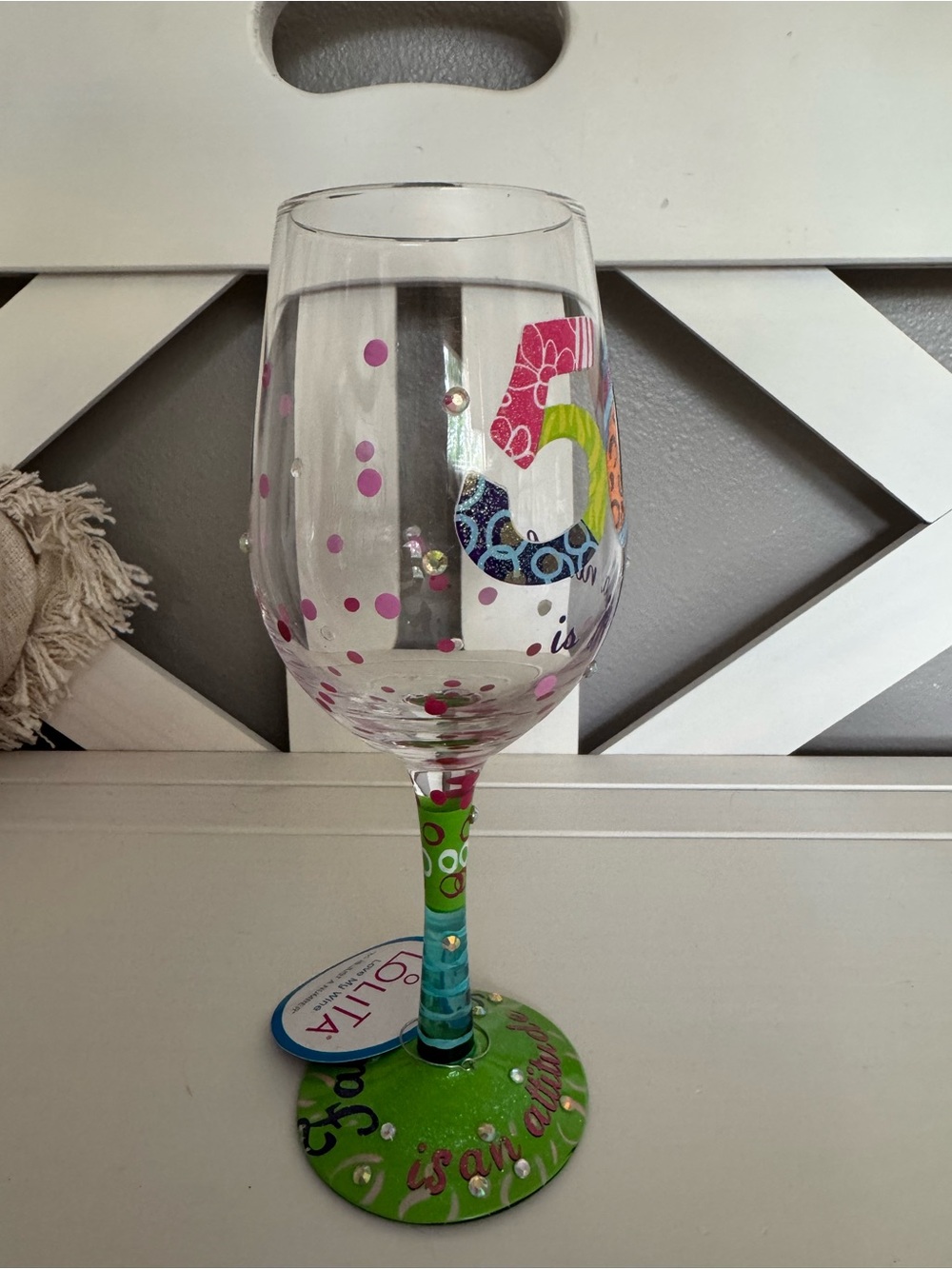 Lolita Colorful "50 is just a number" Wine Glass - Picture 5 of 7